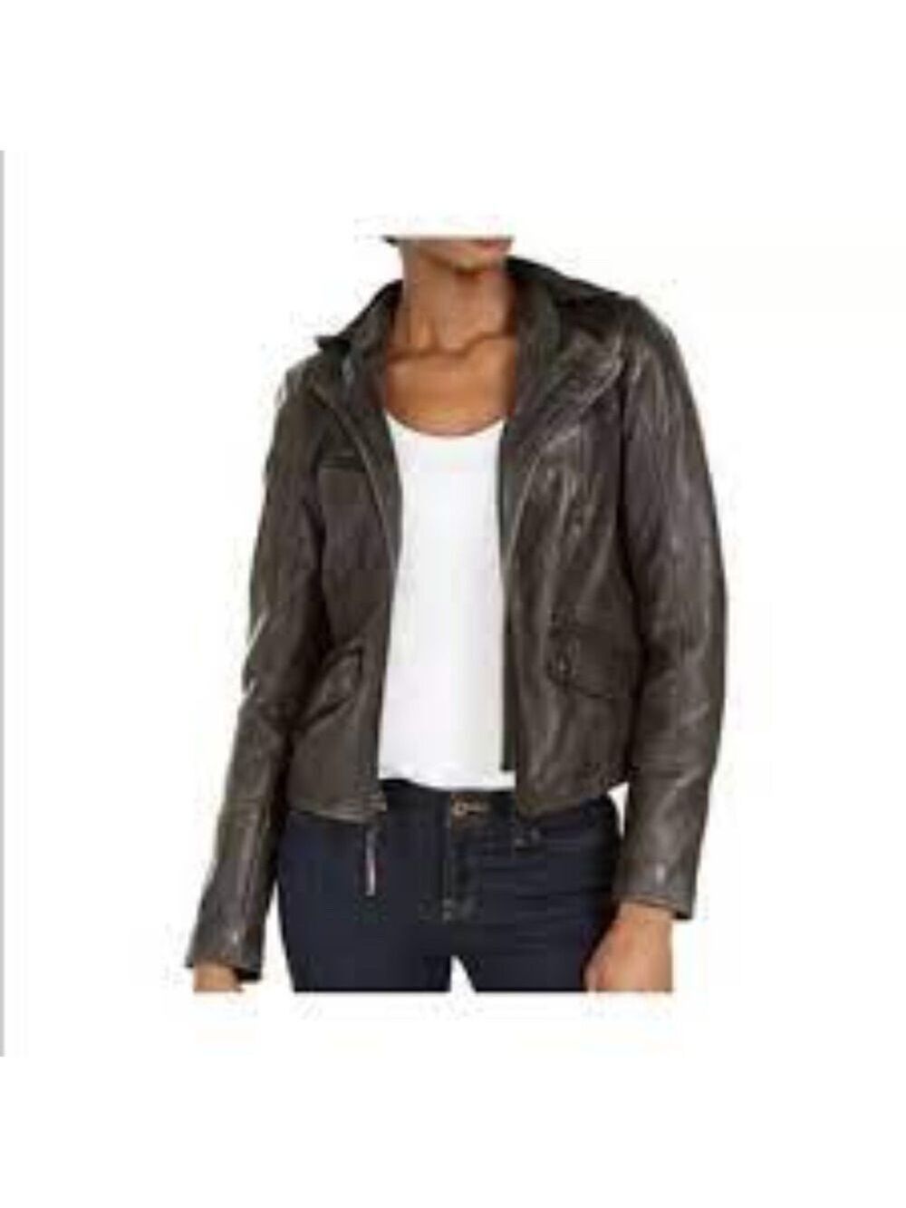 Tommy Hilfiger Leather Jacket with Knit Hood